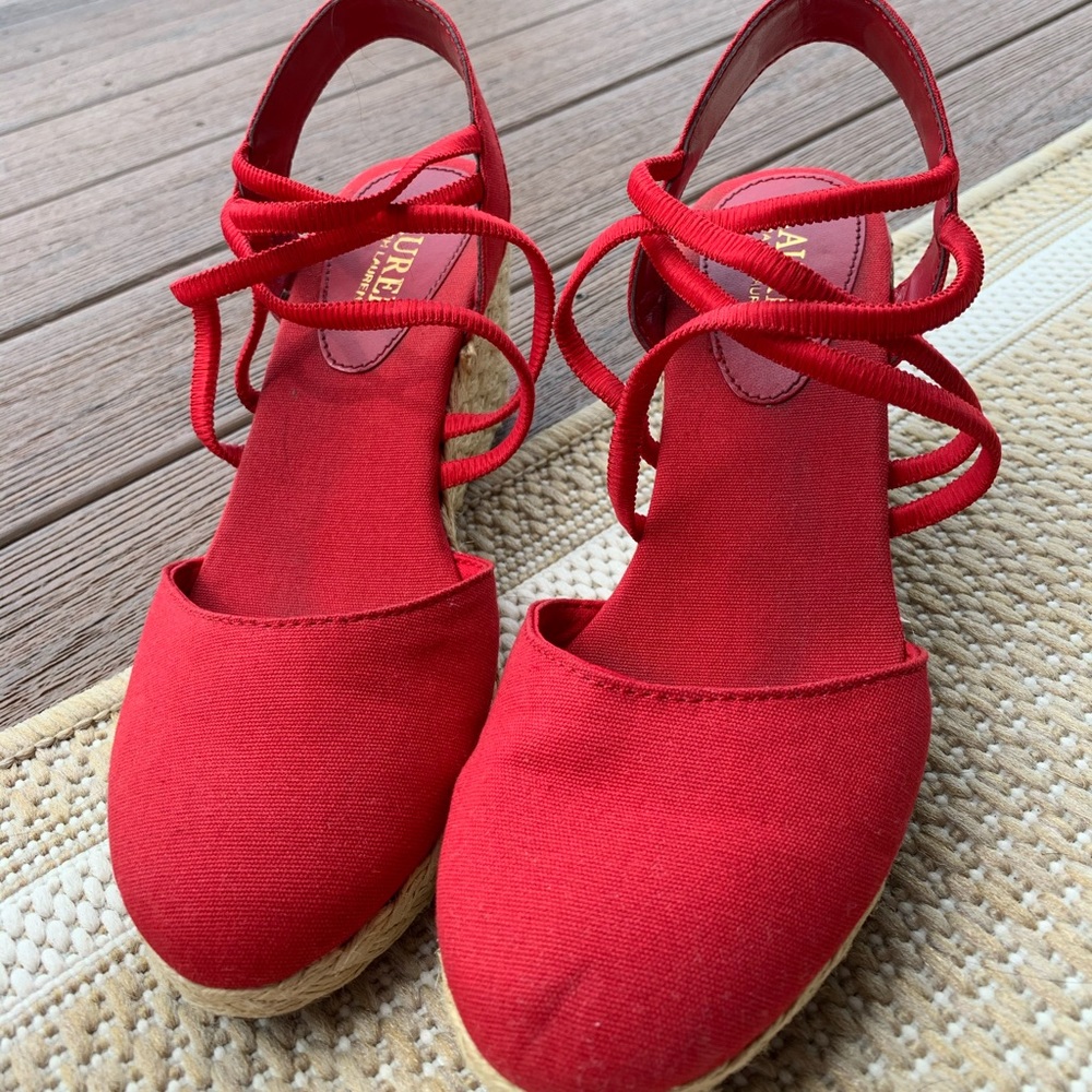 ralph lauren red wedges